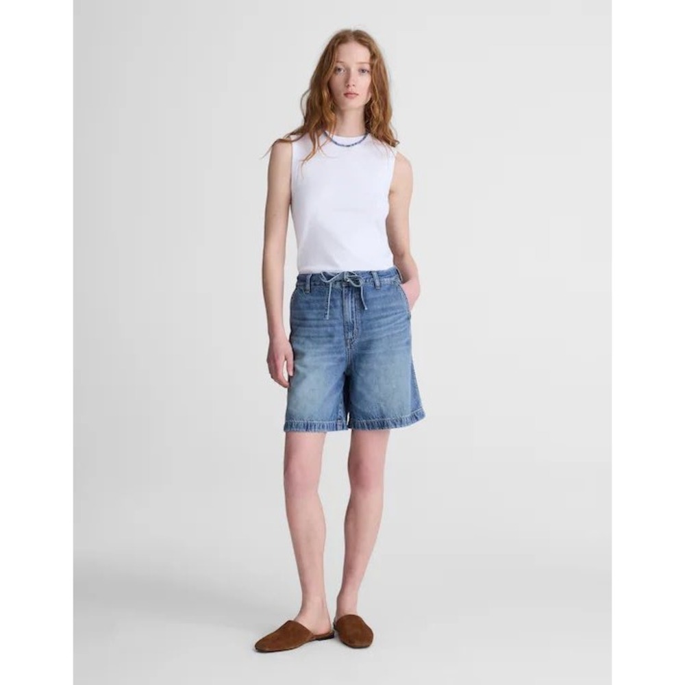Madewell The Drawstring‎ Short in Airy Denim Pickett Wash NZ292 Size 00 23 NEW